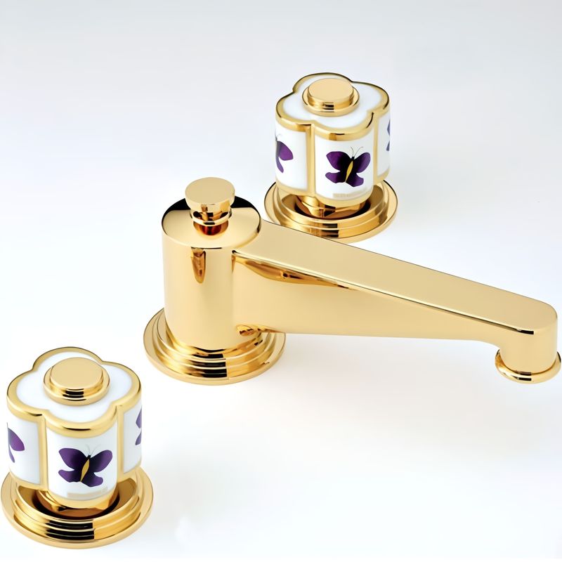 Смеситель для раковины THG Capucine Mauve Decor Or A7D-F01-151 (золотой, лиловый, белый), с донным клапаном