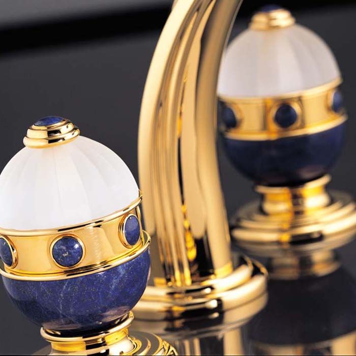 Смеситель для раковины THG Cheverny Lapis Lazuli A1T-F01-151 (золотой, лазурит), с донным клапаном