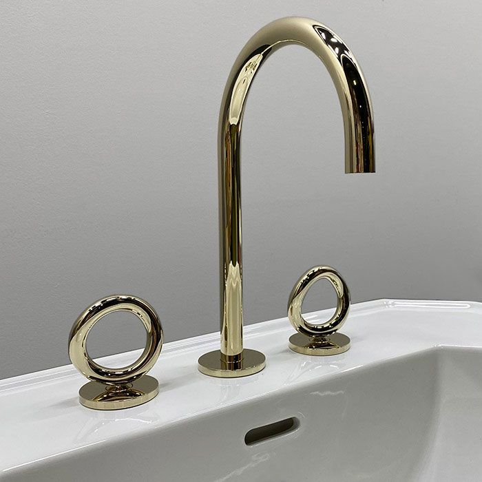 Смеситель для раковины THG Collection O G4P-F30-151 (золотой), с донным клапаном
