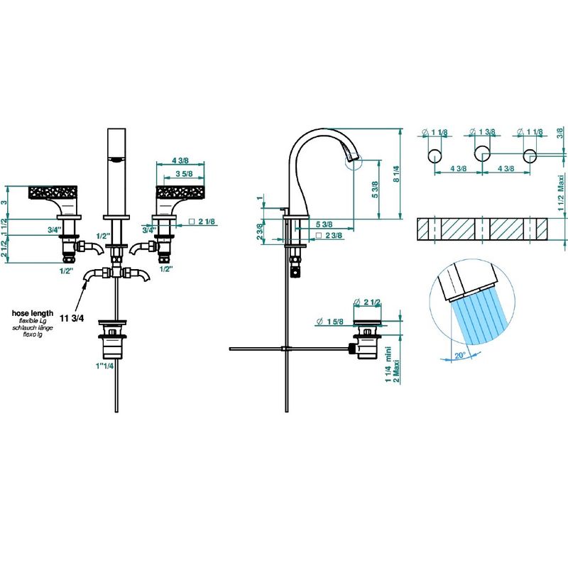 Смеситель для раковины THG Ginkgo U5E-F01-151 (золотой, оранжевый хрусталь), с донным клапаном