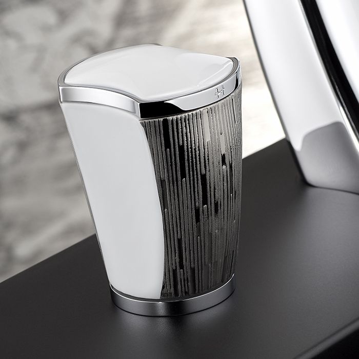 Смеситель для раковины THG Infini white porcelain with platinum U2E-A02-151 (хром, белый, платина), с донным клапаном