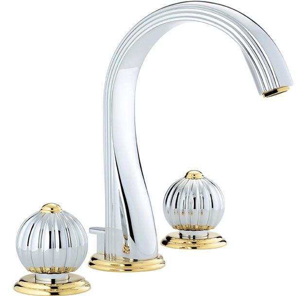 Смеситель для раковины THG Mandarine Cristallia Metal U1A-G02-151 (хром, золотой), с донным клапаном