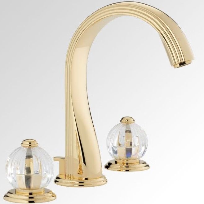 Смеситель для раковины THG Mandarine Cristallia Diamant U1D-F01-151 (золотой), с донным клапаном