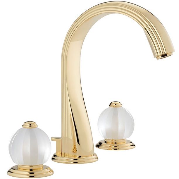 Смеситель для раковины THG Mandarine satin crystal U1E-F01-151 (золотой), с донным клапаном
