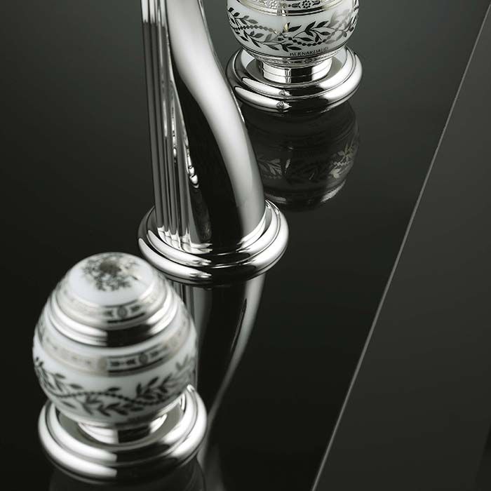 Смеситель для раковины THG Marquise porcelaine blanche A7G-A02-151 (хром, платина, белый фарфор), с донным клапаном