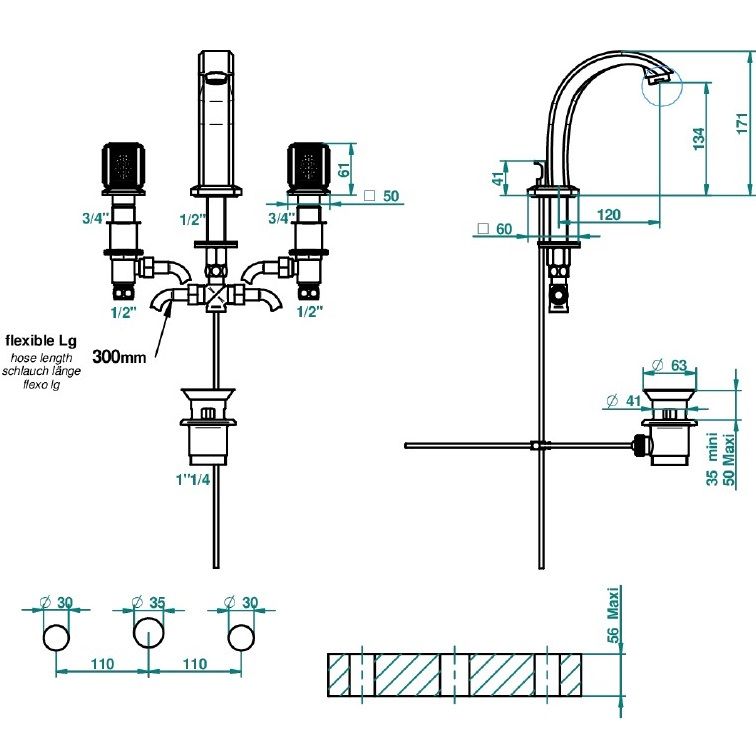 Смеситель для раковины THG Metropolis cristal clair A2A-A02-151 (хром, прозрачный хрусталь), с донным клапаном