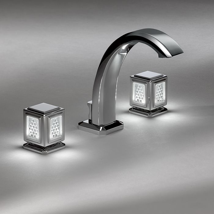 Смеситель для раковины THG Metropolis cristal clair A2A-A02-151LED (хром, прозрачный хрусталь), с донным клапаном, с LED