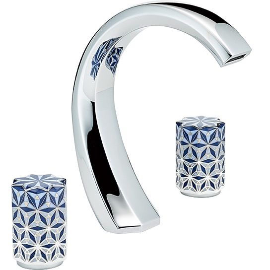Смеситель для раковины THG Nihal Porcelaine Bleue U2L-A02-151 (хром, синий), с донным клапаном