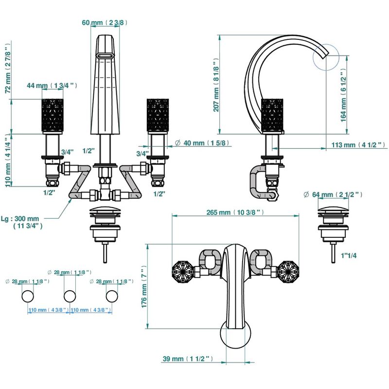 Смеситель для раковины THG Nihal metal lisse U2M-A02-151 (хром), с донным клапаном