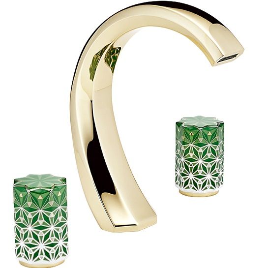 Смеситель для раковины THG Nihal Porcelaine Verte U2R-F30-151 (золотой, зеленый), с донным клапаном