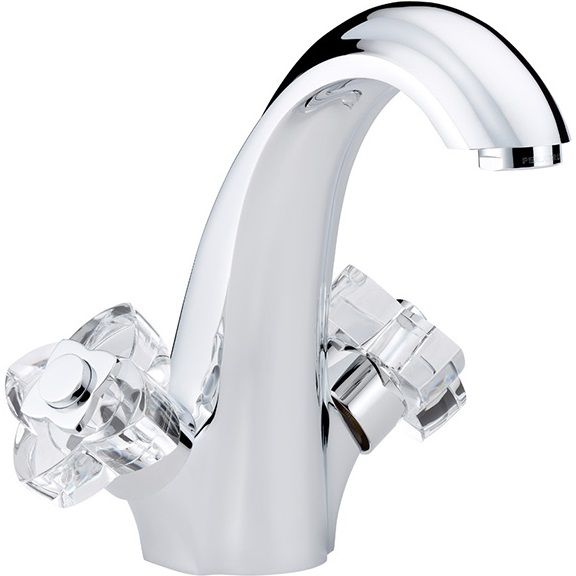 Смеситель для раковины THG Petale de cristal clair U6A-A02-2155 (хром, прозрачный хрусталь), с донным клапаном