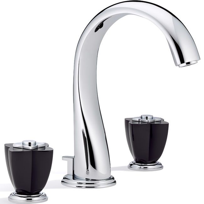Смеситель для раковины THG Petale de Cristal noir U6D-A02-151 (хром, черный хрусталь), с донным клапаном
