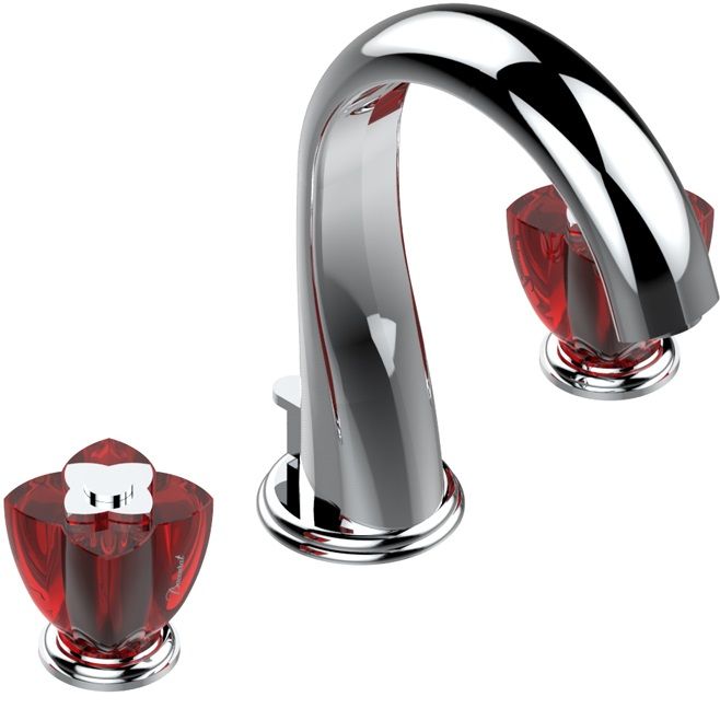 Смеситель для раковины THG Petale de Cristal rouge U6C-A02-151 (хром, красный хрусталь), с донным клапаном