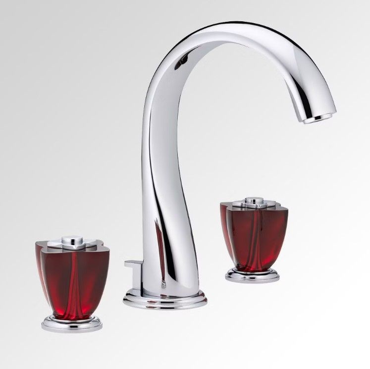 Смеситель для раковины THG Petale de Cristal rouge U6C-A02-151 (хром, красный хрусталь), с донным клапаном