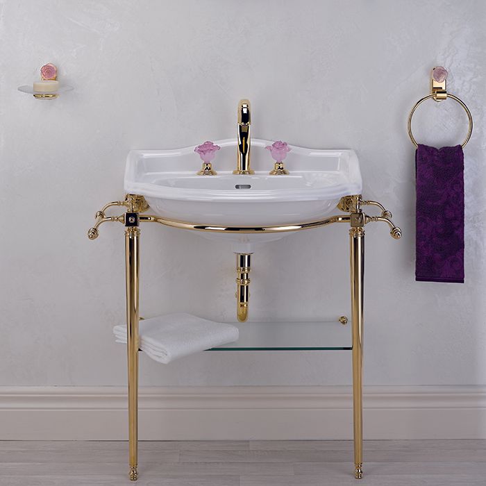 Смеситель для раковины THG Rose U5J-F01-151 (золотой, розовый), с донным клапаном