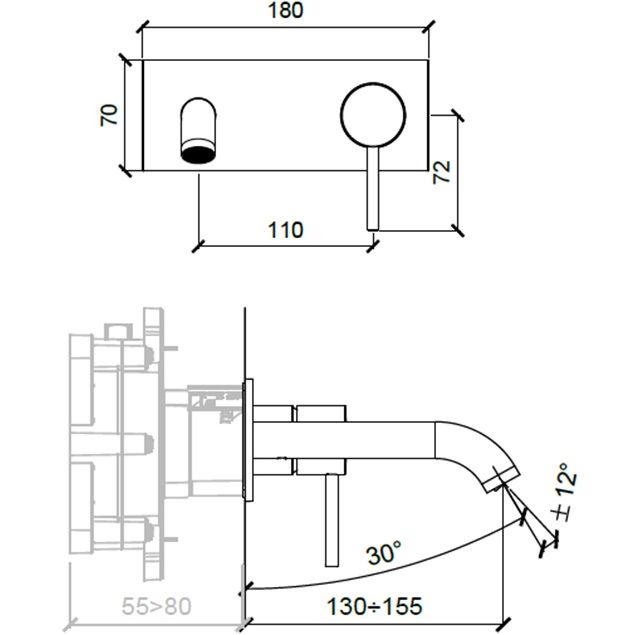 Смеситель для раковины встраиваемый Almar E210075.CR (хром)