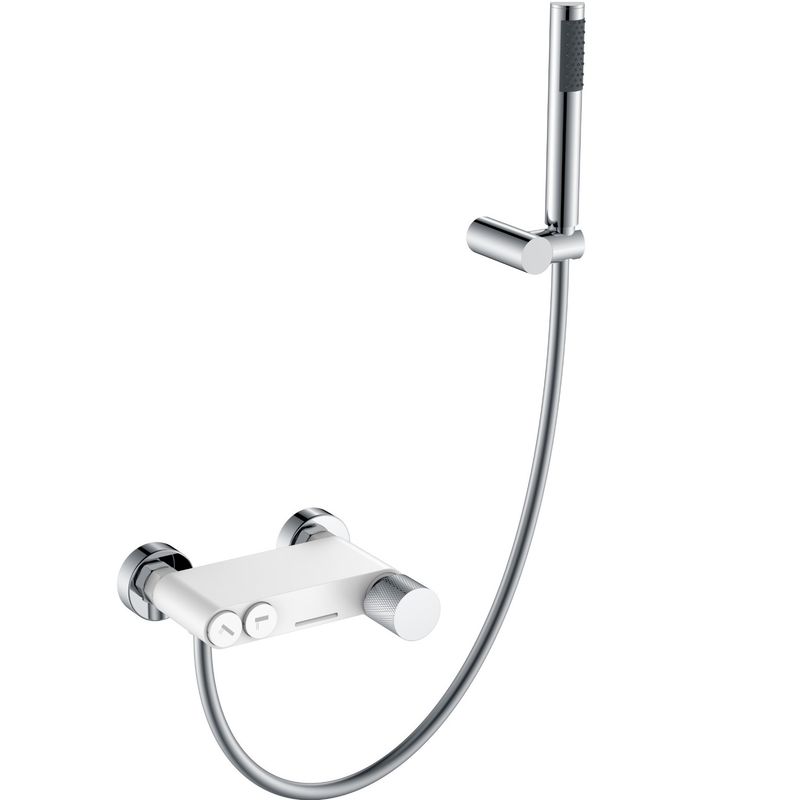 Смеситель для ванны Boheme Stick Touch 123-WCR.2 (хром, белый матовый), с душевой лейкой