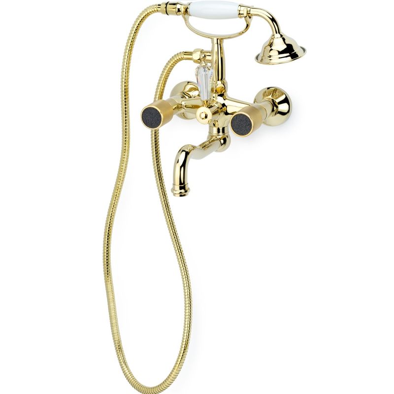Смеситель для ванны Boheme Tradizionale Oro 293-Royal/CRST black (золотой, черный), с изливом