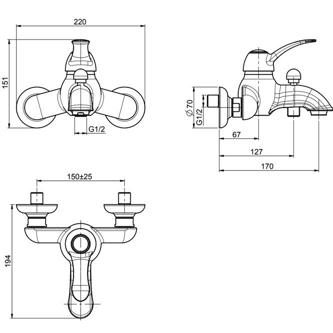 Смеситель для ванны Fima Carlo Frattini Lamp F3304/1RA (медь)
