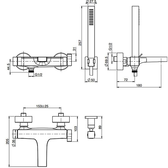 Смеситель для ванны Fima Carlo Frattini Zeta F3964NS (черный матовый), с изливом
