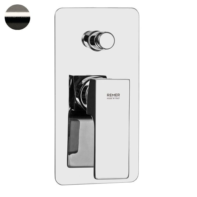 Смеситель для ванны и душа Remer Absolute Brushed Nickel AU09KBNP (никель брашированный глянц.), скрытая часть приобретается отдельно