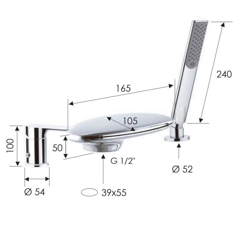 Смеситель для ванны и душа Remer Infinity I07UF (хром), с душевым гарнитуром