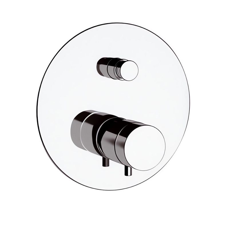 Смеситель для ванны и душа Remer Minimal Thermo NT09 (хром), 2 потока, с термостатом, скрытая часть в комплекте