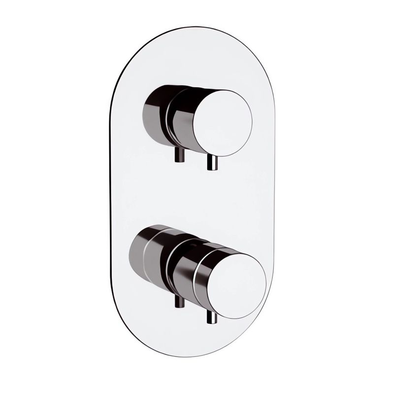 Смеситель для ванны и душа Remer Minimal Thermo NT92 (хром), 2 потока, скрытая часть в комплекте, с термостатом