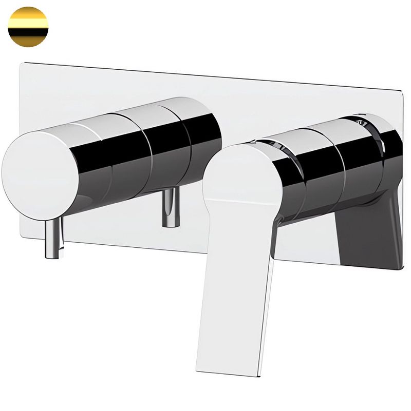 Смеситель для ванны и душа Remer Slash SL92ZDO (золото глянцевое), 2 потока, скрытая часть в комплекте