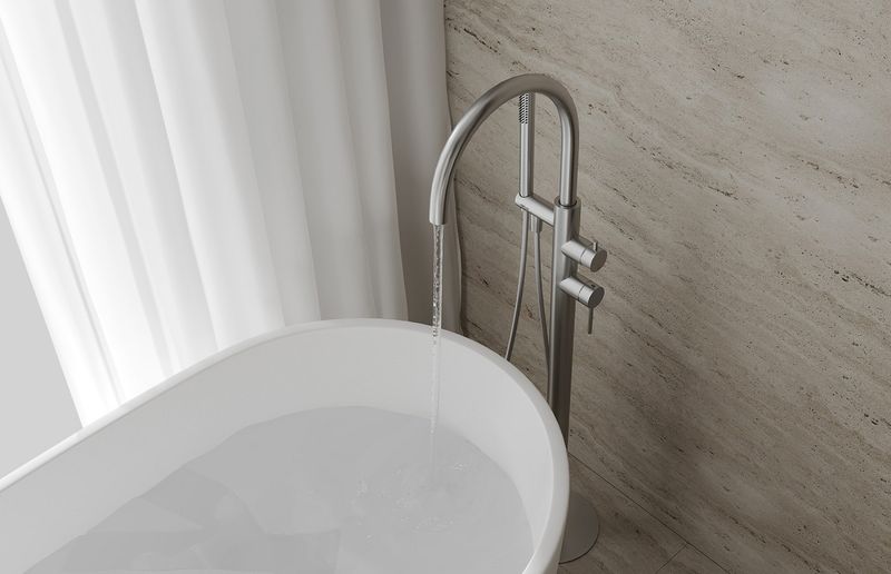 Смеситель для ванны напольный Abber Wasser Kreis 316 AF8115BST (сталь брашированная)