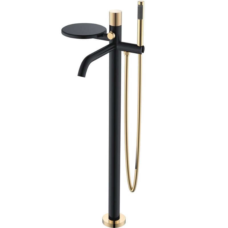 Смеситель для ванны напольный Boheme Stick Touch 129-BG.2 (золотой, черный матовый), с полкой
