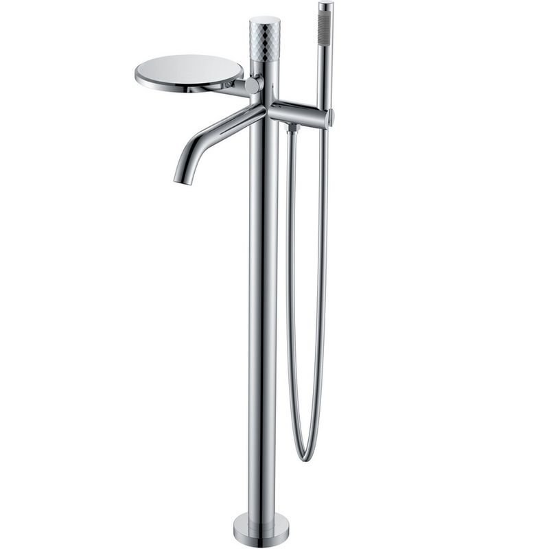 Смеситель для ванны напольный Boheme Stick Diamond 129-CRCR (хром), с полкой