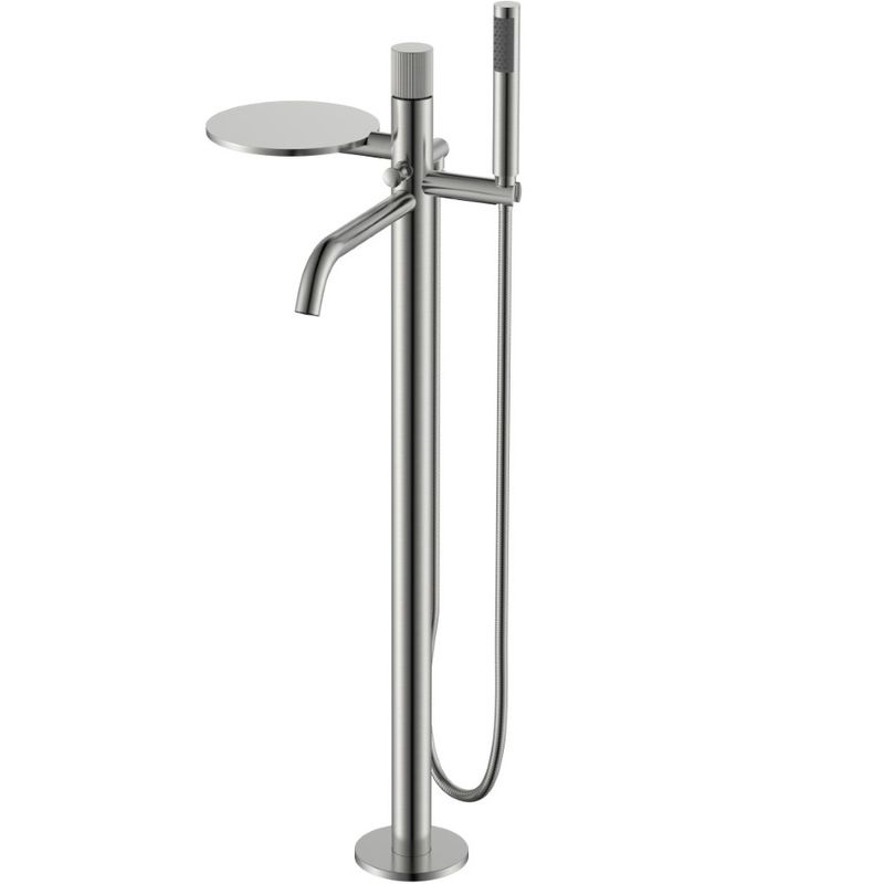 Смеситель для ванны напольный Boheme Stick Linea 129-NB.3 (никель брашированный), с полкой