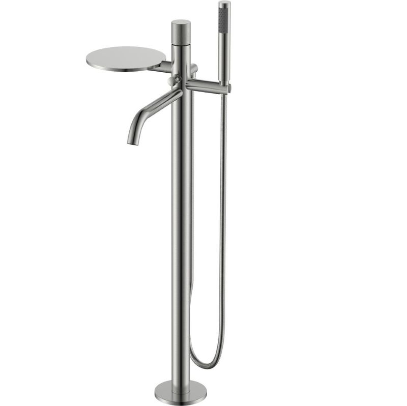 Смеситель для ванны напольный Boheme Stick Spirale 129-NB.4 (никель брашированный), с полкой