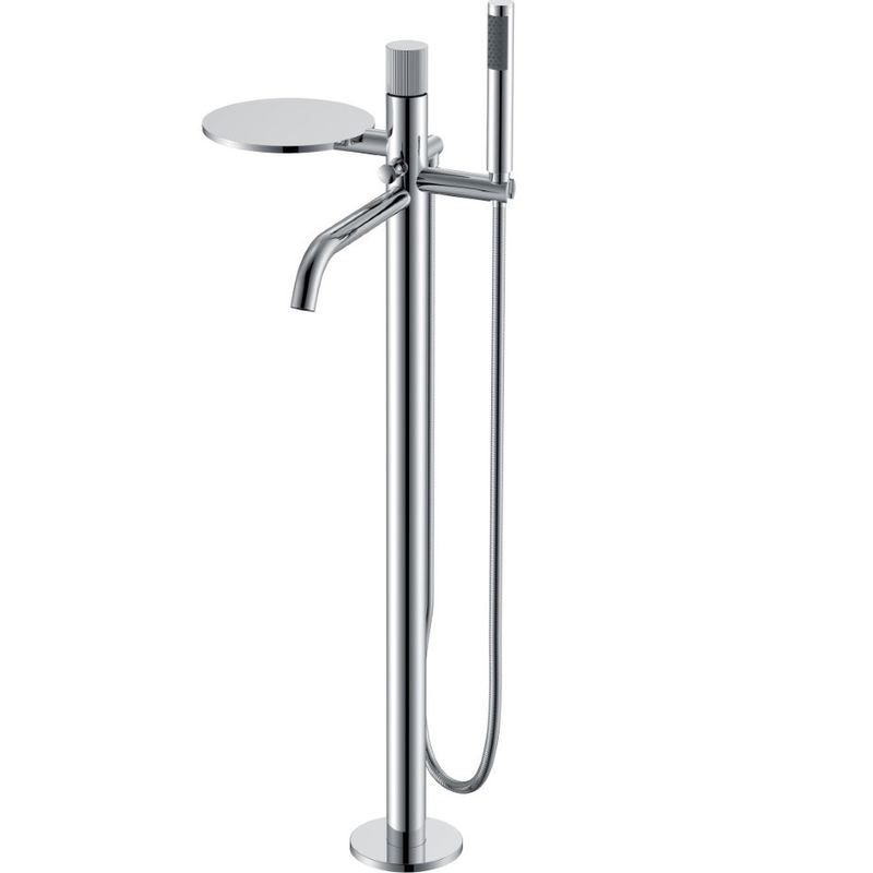 Смеситель для ванны напольный Boheme Stick Linea 129-CRCR.3 (хром), с полкой