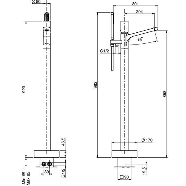 Смеситель для ванны напольный Fima Carlo Frattini Nomos Go F4164/4NCR (хром)
