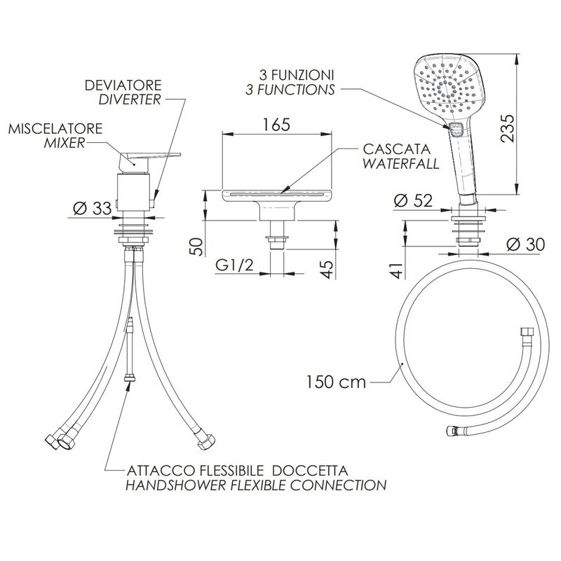 Смеситель для ванны Remer Dream D07UF (хром), на борт ванны