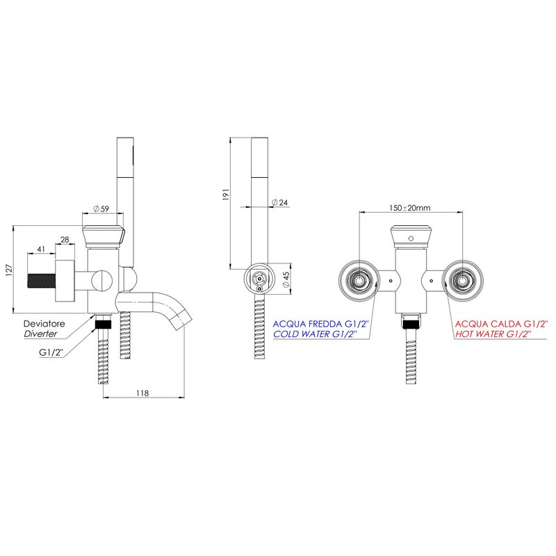 Смеситель для ванны Remer Element ET02RP (медь брашированная)
