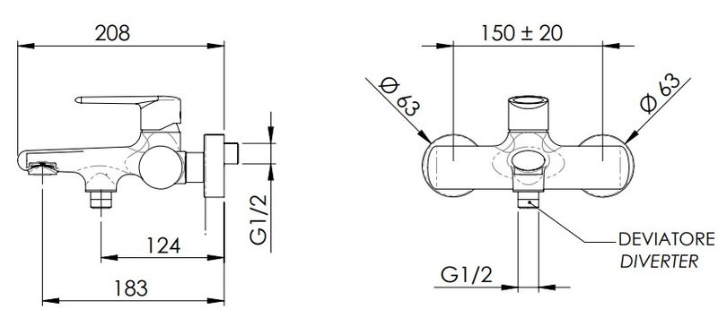 Смеситель для ванны Remer Vanity V05 (хром)