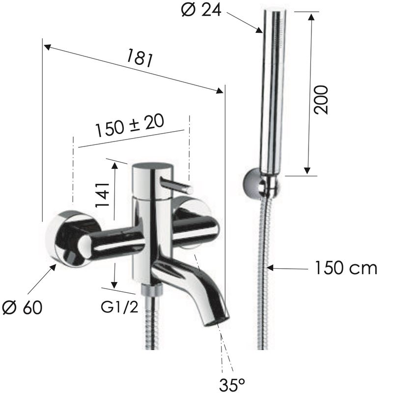 Смеситель для ванны Remer X Style X02DO (золотой), с изливом