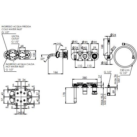 Смеситель для ванны скрытого монтажа Remer Element ET53D2PXV (сталь)