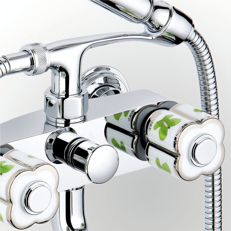 Смеситель для ванны THG Capucine Vert Decor Platine A7E-A02-13B (хром, зеленый, белый), с ручным душем
