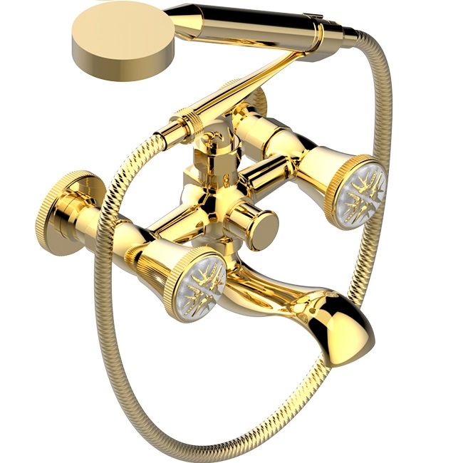Смеситель для ванны THG Hirondelles Gold Stamped A4L-H52-13B (золотой), с ручным душем