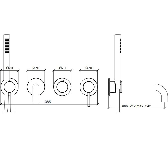 Смеситель для ванны встраиваемый Almar Modular E180143.316 (нержавеющая сталь)