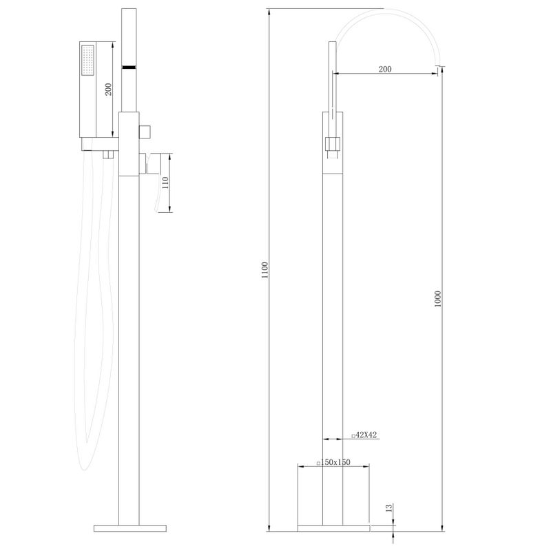 Смеситель для ванны напольный Abber Wasserfall AF8615SP (сатин)