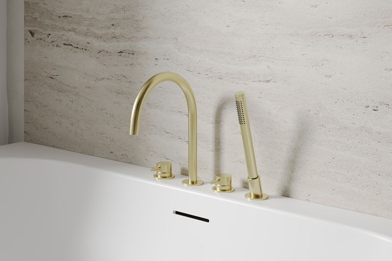 Смеситель на борт ванны Abber Wasser Kreis 316 AF8113BG (золото брашированное)