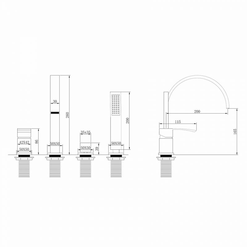 Смеситель на борт ванны Abber Wasserfall AF8613G (золотой матовый)