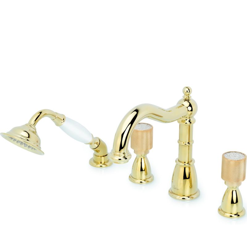Смеситель на борт ванны Boheme Oro 395-Royal/CRST (золотой), с изливом