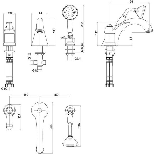 Смеситель на борт ванны Fima Carlo Frattini Lamp F3314CR (хром), с изливом