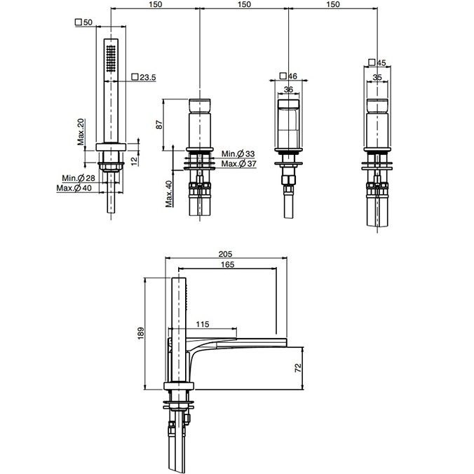 Смеситель на борт ванны Fima Carlo Frattini Zeta F3974NOR (золотой), с изливом
